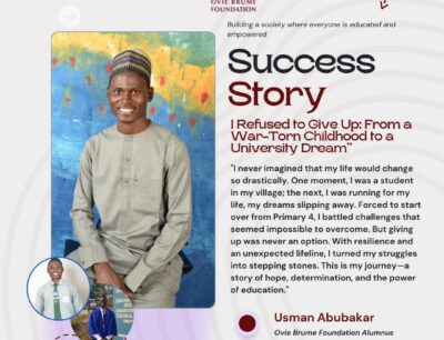 “I Refused to Give Up”: From a War-Torn Childhood to a University Dream – By Usman Abubakar